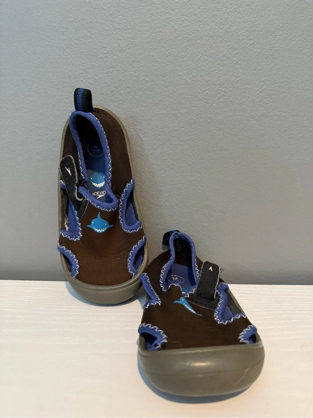 Kids Speedo Shark Slip-On Water Shoes - Brown and Blue